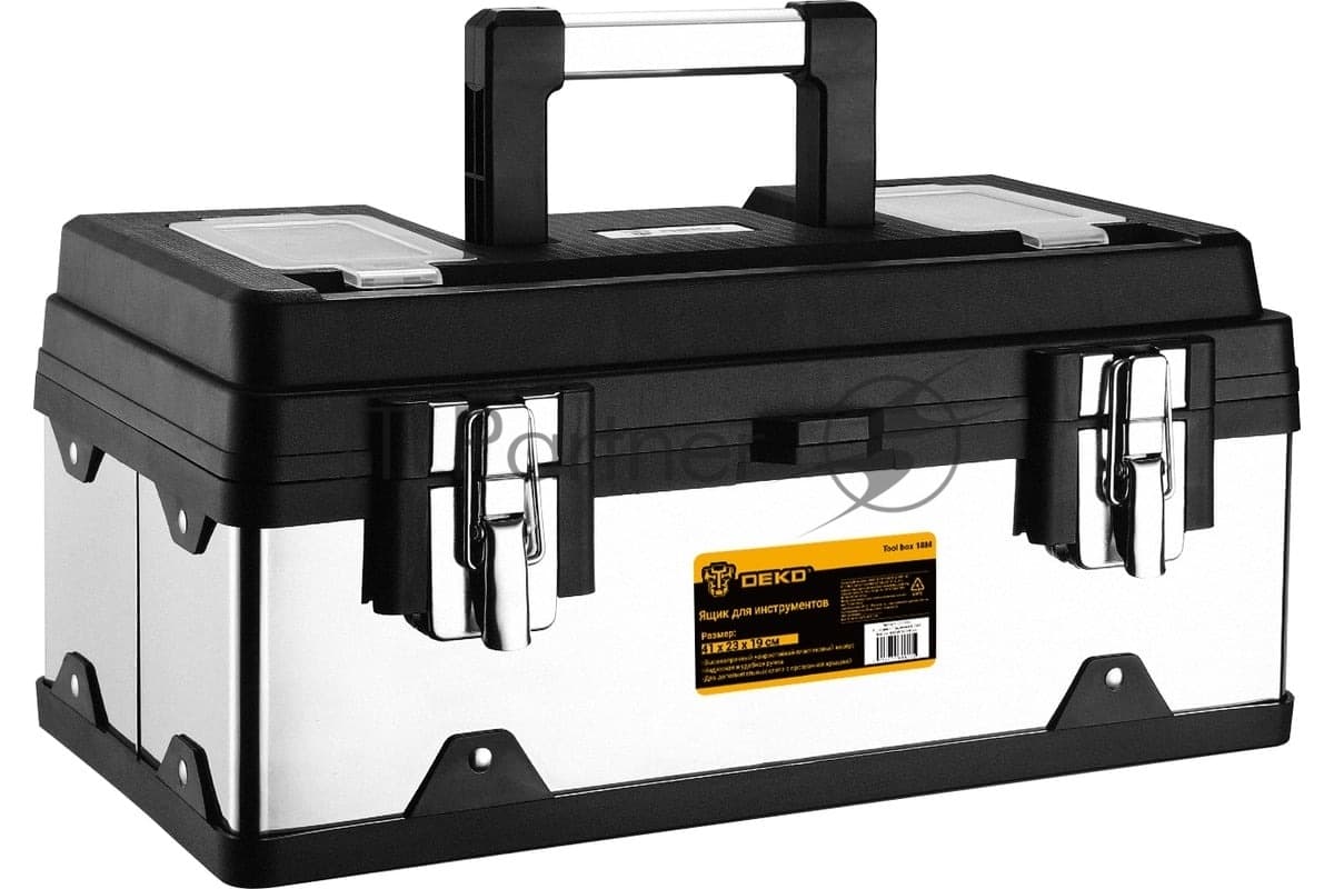 Ящик для инструментов Deko Tool box 18M, 18л, 41x23x19см, серебристый/черный 085-3002