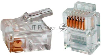Телефонный разъем RJ-12(6P6C) Hyperline PLUG-6P6C-P-C2-100 (3 µ''/ 3 микродюйма) (100 шт)