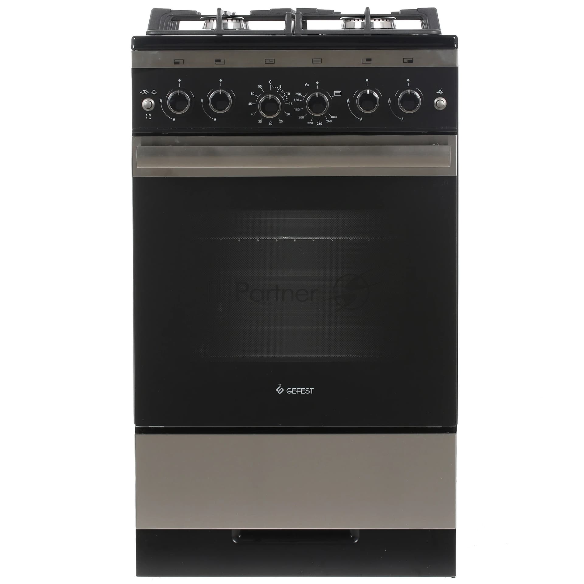 Плита газовая Gefest 5500-02 0069 серебристый/черный, конфорок 4 шт, духовка 52 л, 50 см x 85 см x 58.5 см