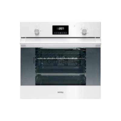 Встраиваемый духовой шкаф Korting/ Газ, Crystal, 59.7 х 59.6 x 56.5, газовая, газовый гриль, конвекция, дисплей Cold White с сенсорным управлением, газ-контроль, электроподжиг, телескопические направляющие на 1 уровне, белая