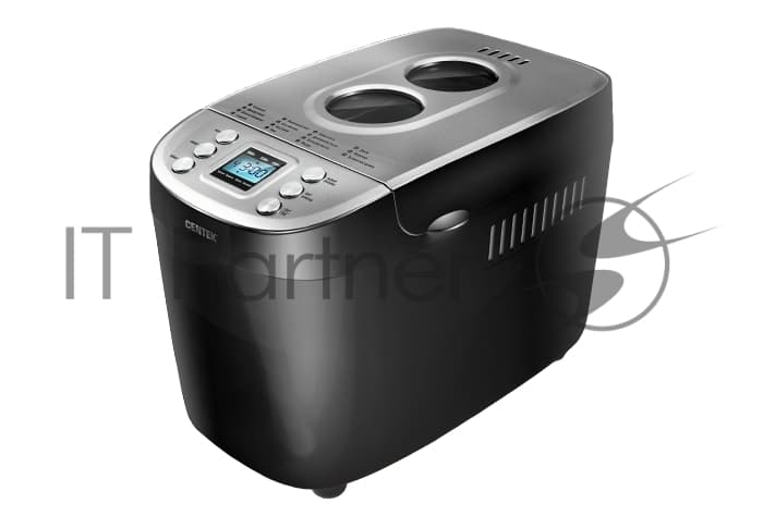 Хлебопечка Centek CT-1415 (черн/сталь) 1500 г БОЛЬШОЙ ОБЪЕМ, 860 Вт, 15 программ, таймер, LCD, окошко