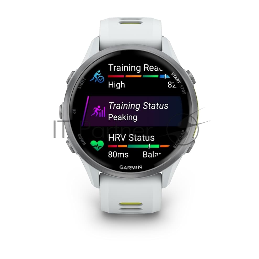 Смарт-часы Garmin Forerunner 970 белый, титановый безель, бело-желтый ремешок 47мм