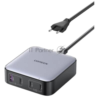 Сетевое зарядное устройство на рабочий стол 100Вт Ugreen CD328, 1хUSB-A, 3хUSB-C, PD 3.0, QC 4.0+, GaN, Space Gray (90928)