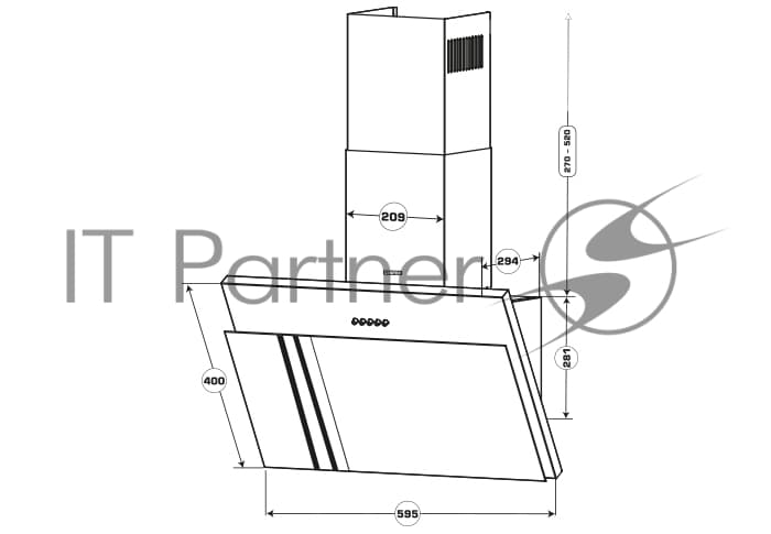 Вытяжка наклонная Centek CT-1826-60 белый, 60 см, 600 куб. м/ч, 69 дБ