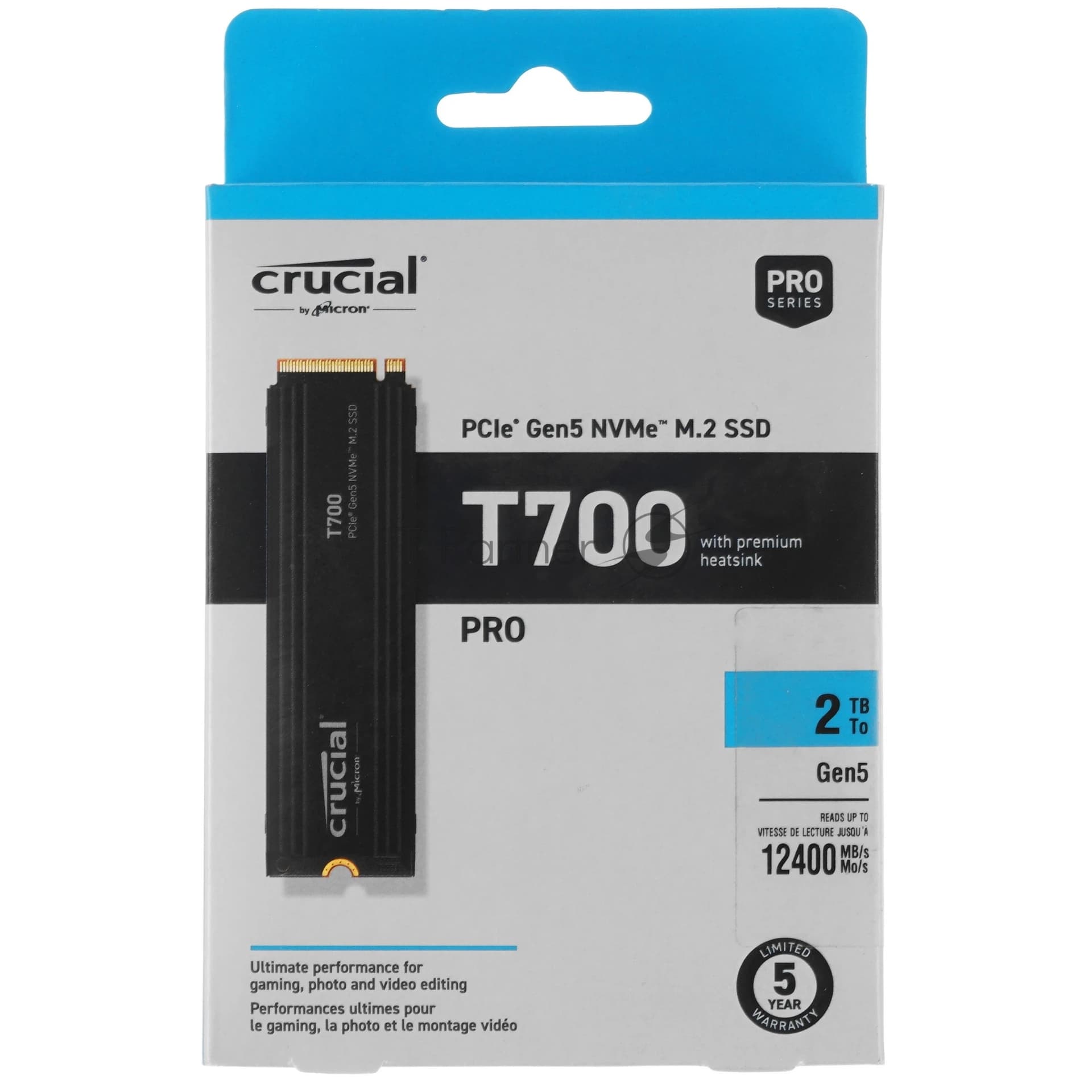 Накопитель SSD Crucial T700 2Tb PCIe Gen5 NVMe M.2 SSD with heatsink CT2000T700SSD5