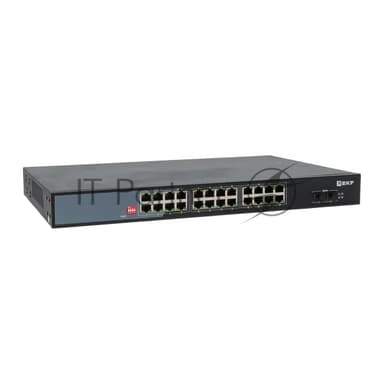 Коммутатор EKF TSX-U-2GX/SFP-24GTP-R, 24×1 Гбит/с PoE + 2×1 Гбит/с SFP, неуправляемый