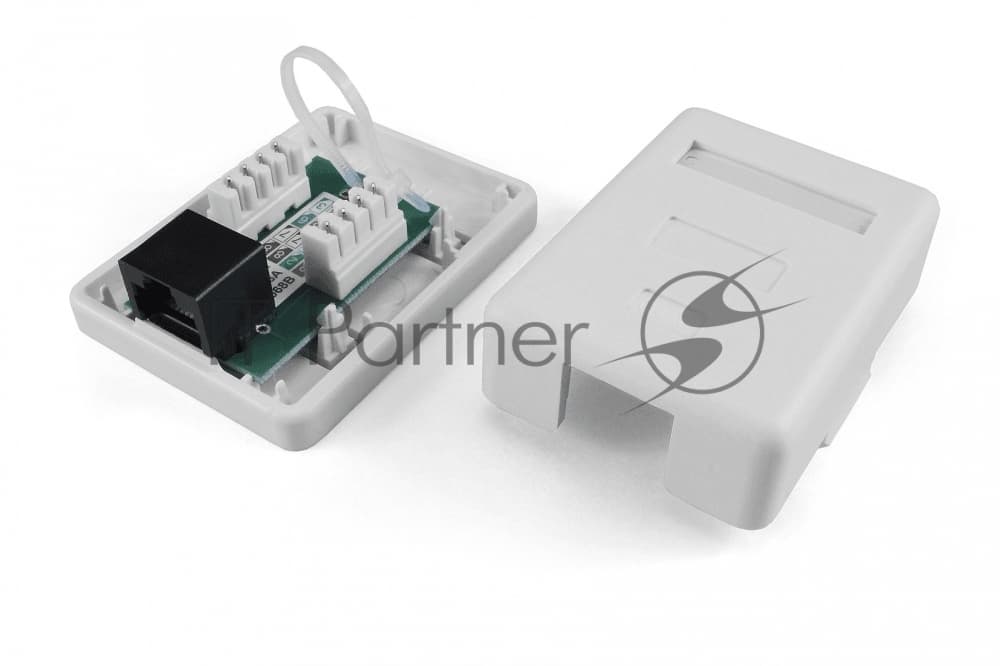 Розетка Hyperline SB1-1-8P8C-C5E-WH RJ45 1 кат.5E UTP бел. (упак.:1шт)