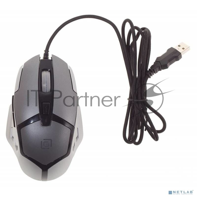 Мышь проводная Oklick 915G HELLWISH V2 черный/серебристый, 2400 dpi, USB, кнопки - 6