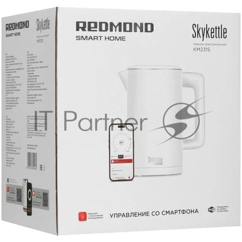 Чайник электрический Redmond SkyKettle KM231S 1.7 л, 2200 Вт, белый корпус: стекло