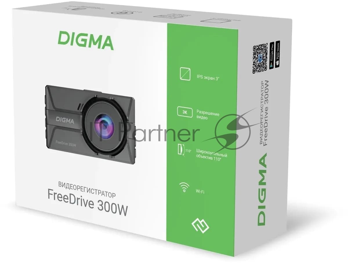 Видеорегистратор Digma FreeDrive 300W черный 4Mpix 1440x2560 130гр.