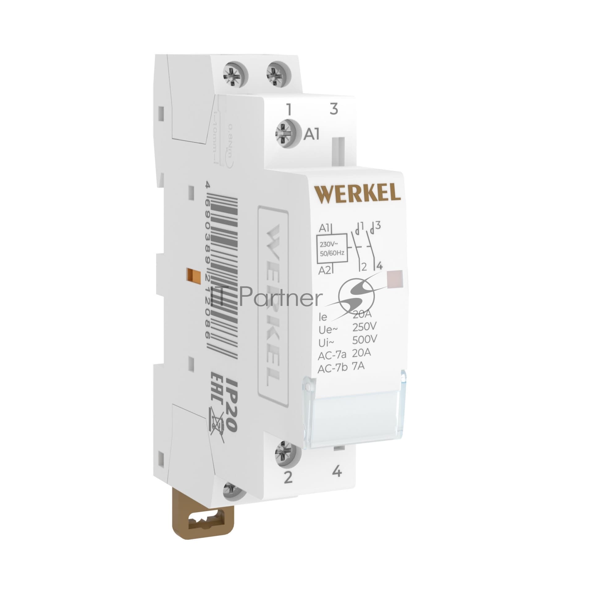 Контактор модульный Werkel 20 A 2NO (1 мод.) W941M20O