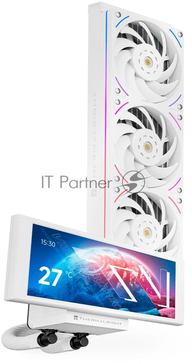 Водяное охлаждение для процессора Thermalright Trofeo Vision 360 (360mm, LED, White, ARGB/Fans: 3x120mm, 69CFM, 27dBA, 2150RPM/Pump height 102mm, 6400RPM, Rad thickness 27mm/S: 1700, 1200, 1851, 115X, 2011, 2066, AM5, AM4)