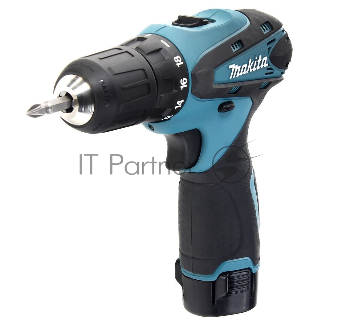 Дрель-шуруповерт Makita DF330DWE, 10,8 В, 1,3 Ач, 24 Нм, щеточный