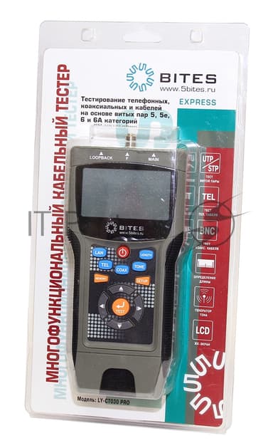 Тестер кабеля 5bites EXPRESS LY-CT030 PRO UTP / STP / BNC / TEL / TDR / LCD