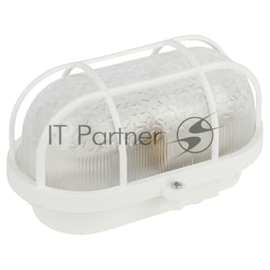 Светильник ЭРА НБП 01-60-002 с решеткой Евро пластик/стекло IP53 E27 max 60Вт 184х115х90 овал белый