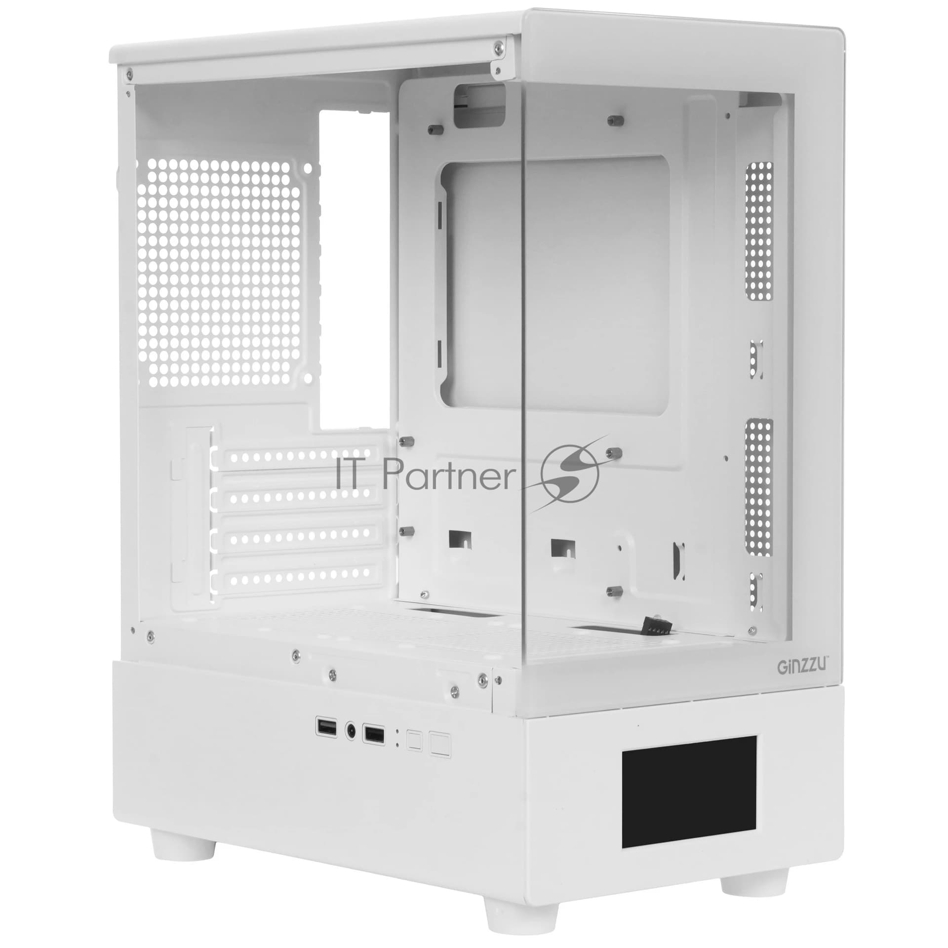 Корпус Ginzzu RX450D mATX жк. дисплей (Белый)