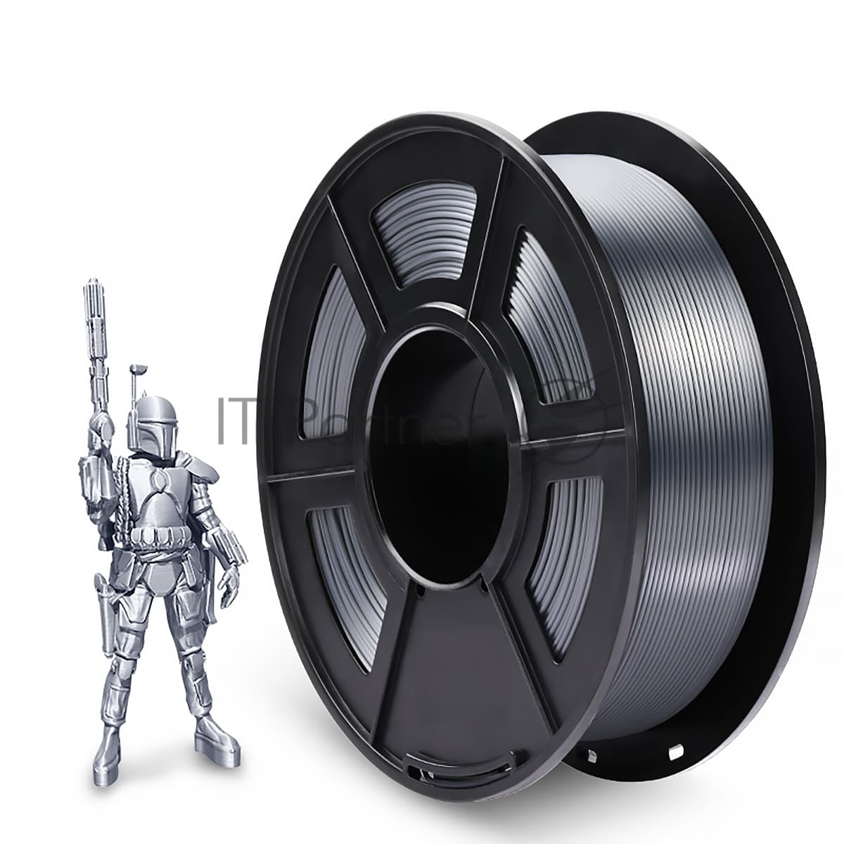 -/ Филамент NVPRINT Silk PLA+ Silver для 3D печати диаметр 1.75мм длина 330 метров масса 1 кг