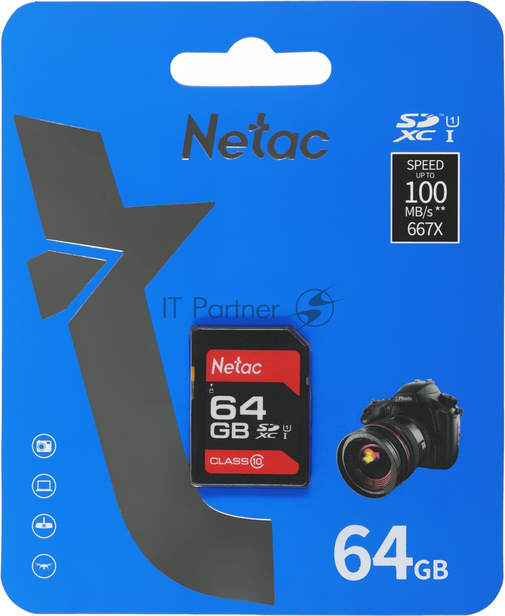 Флеш карта SDHC 64Gb Netac Class 10 UHS-I U1 P600 NT02P600STN-064G-R