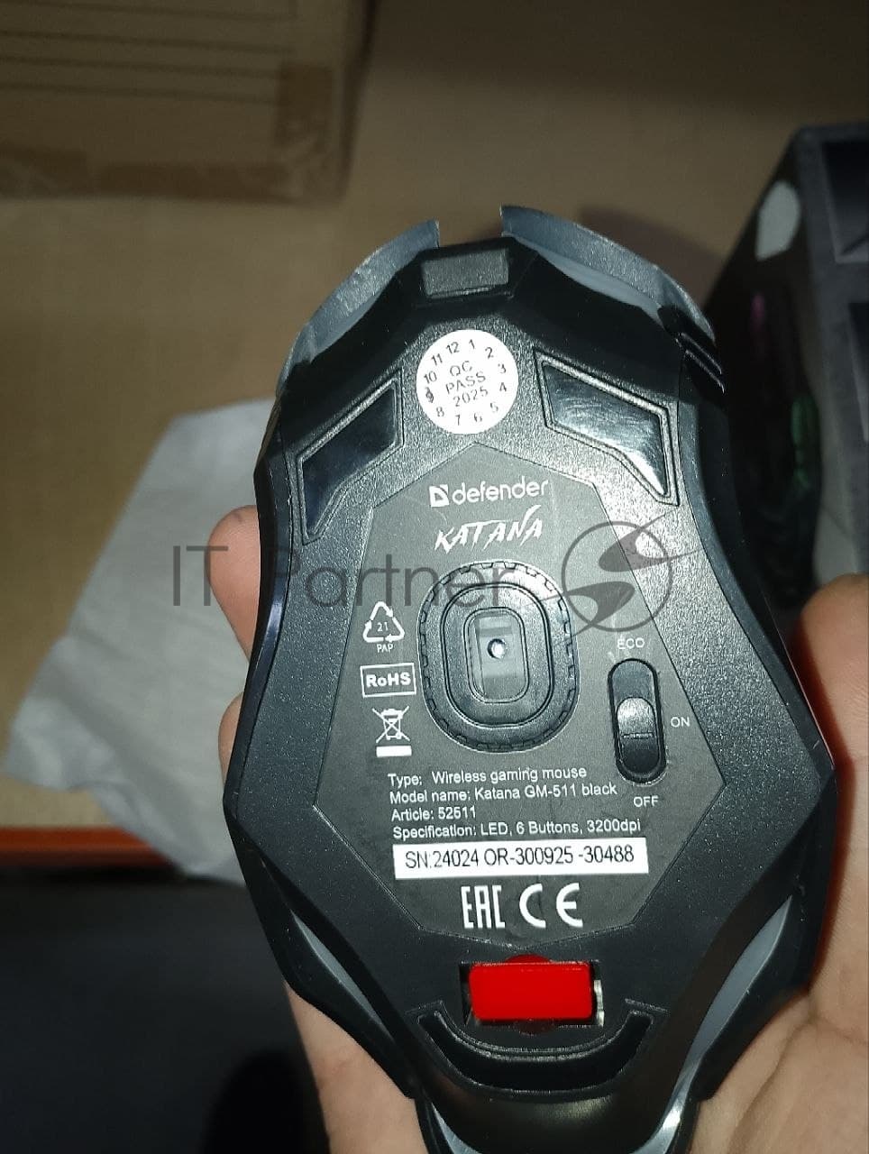 (Поврежденный товар) Мышь беспроводная DEFENDER Katana (Катана) GM-511 черный (USB, 3200dpi, 6but) (52511_(Поврежденный товар) 001877)