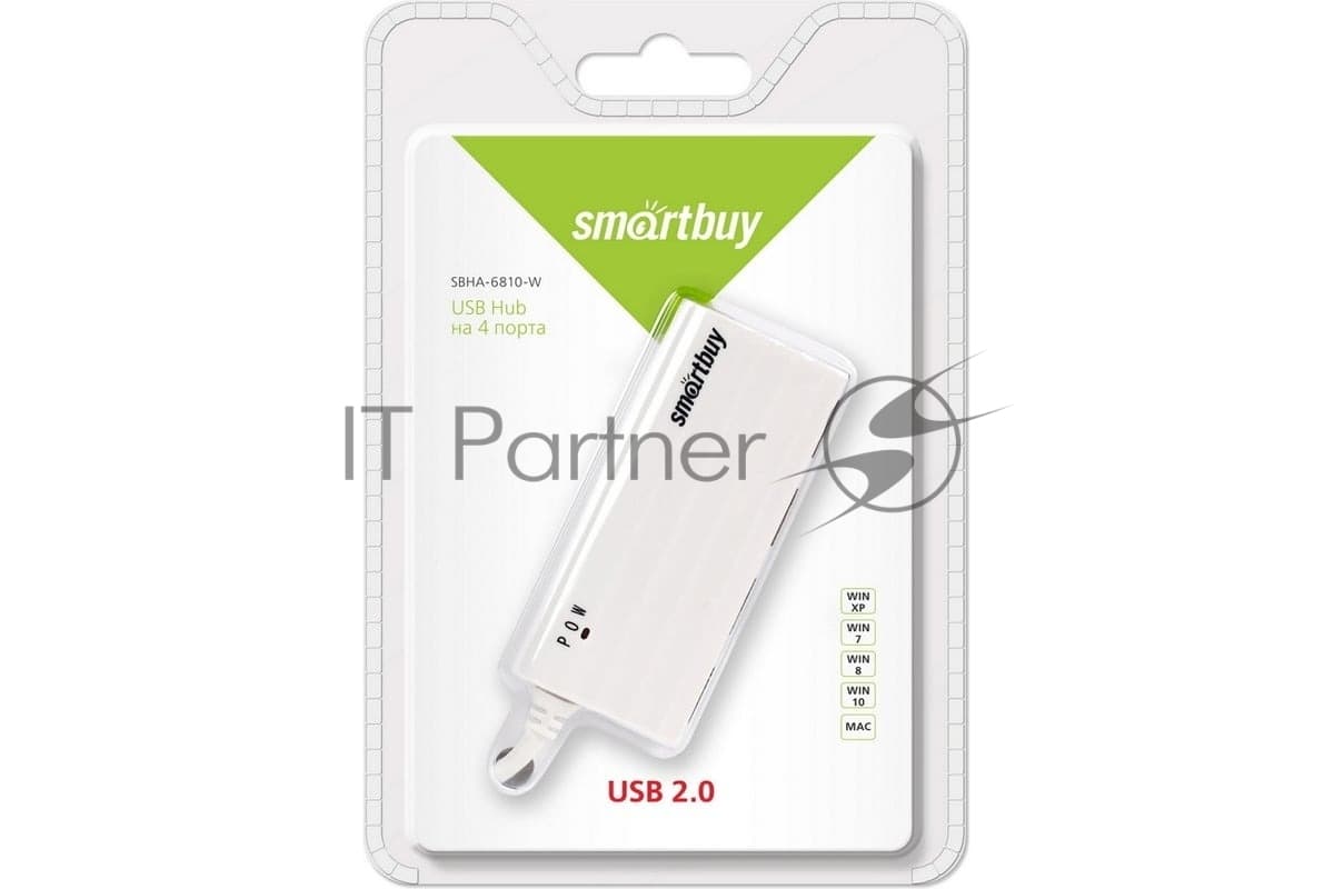 USB-концентратор Smartbuy SBHA-6810-W, USB 2.0, USB 4 порта, USB