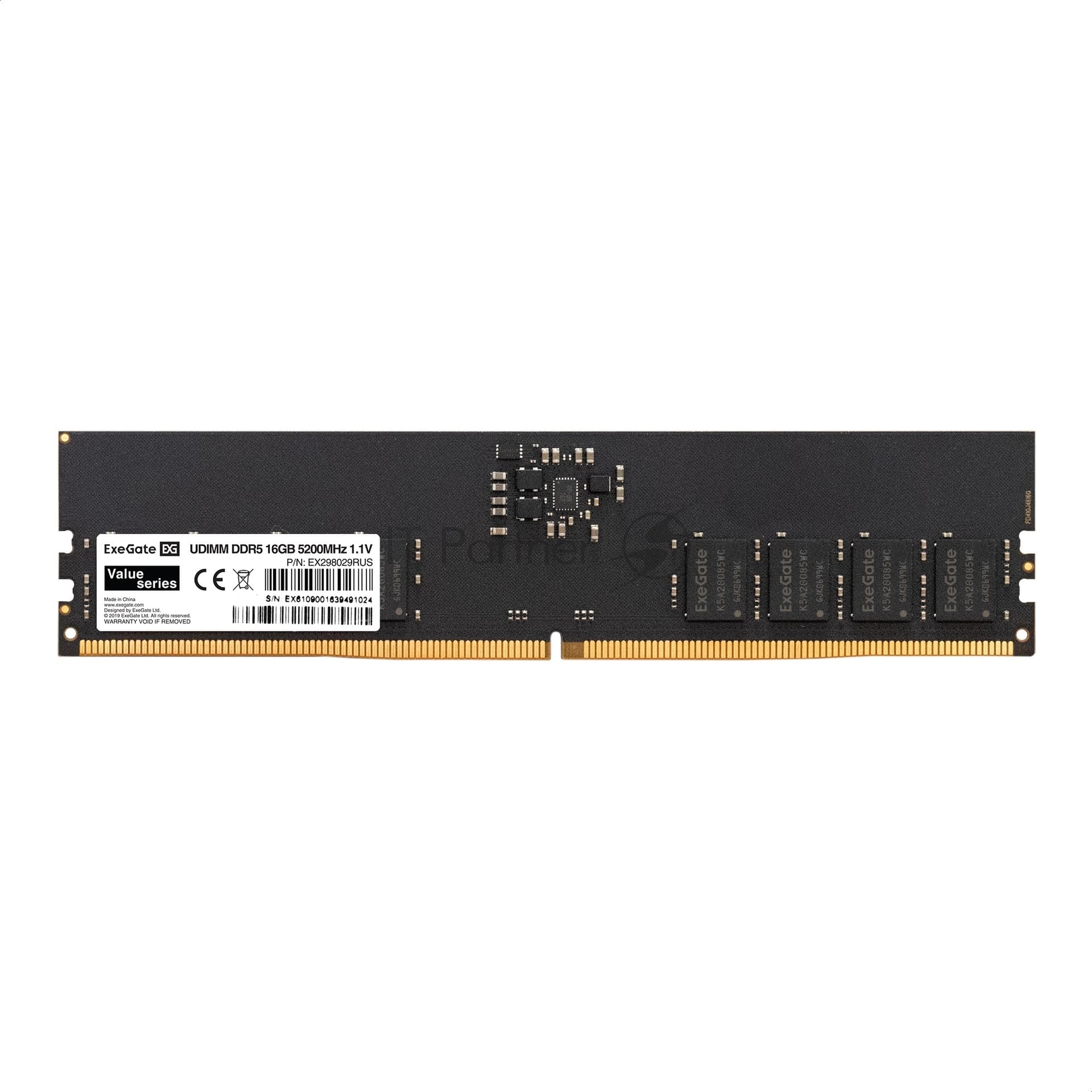 Оперативная память ExeGate, DDR5, 16Gb (1x16 Gb), 5200 MHz, CL42, DIMM, OEM