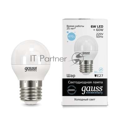 Лампа светодиодная LED Gauss Elementary Globe 6Вт E27 6500К