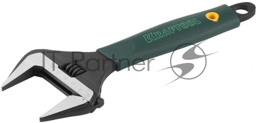 Ручной инструмент KRAFTOOL 27258-15 Ключ разводной Cr-V,фосфатир,эргоном рукоятка из эластомера,увелич зев,угол наклона губок 15град,150мм/6",34мм