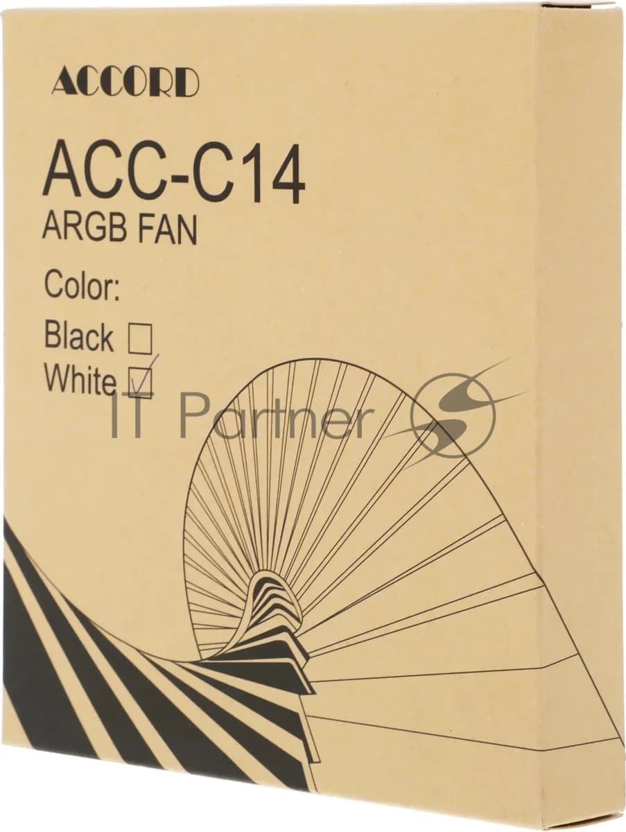 Вентилятор для корпуса Accord ACC-C14 ARGB 140х140x25 белый 3-pin 24.9дБ (ACC-C14 ARGB WHITE) brown box