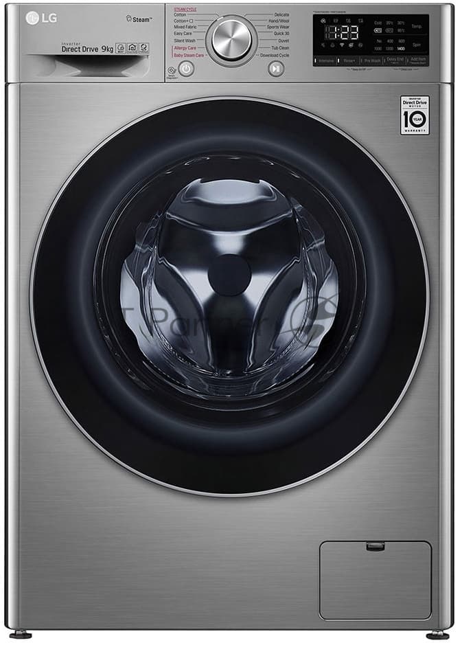 Стиральная машина LG F4V5VYP2T серебристый, загрузка фронтальная 9 кг, 1400 об/мин, класс A