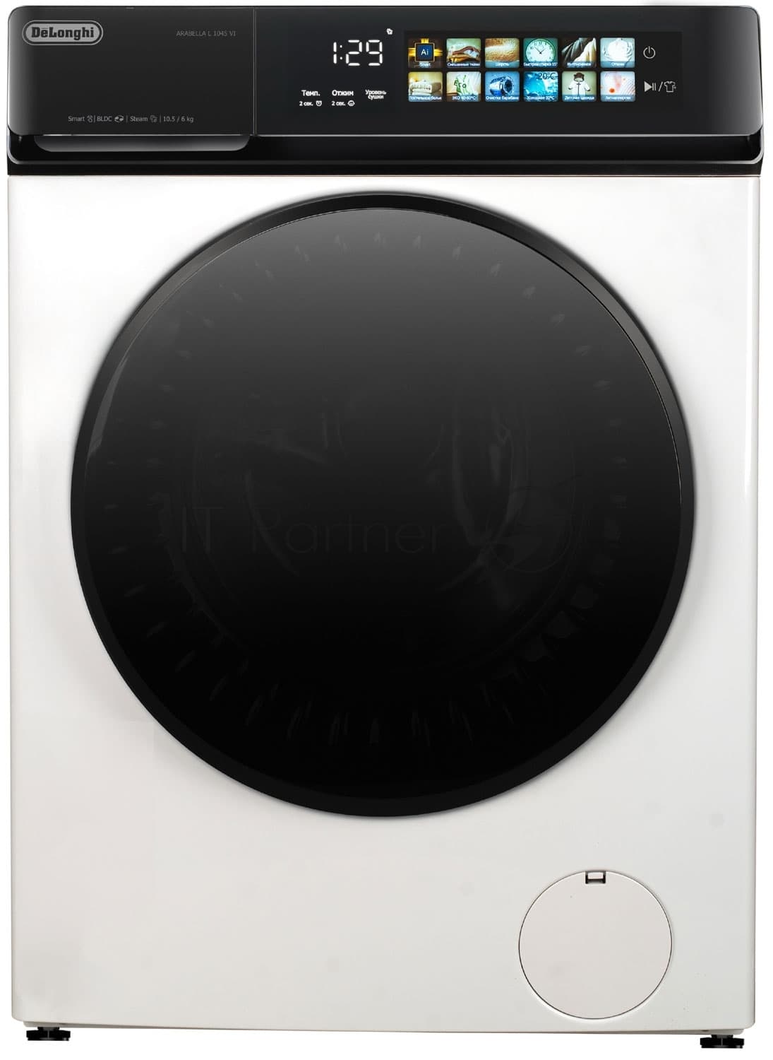 Стиральная машина Delonghi ARABELLA L 1045 VI белый, загрузка фронтальная 10.5 кг, 1400 об/мин, класс A+++