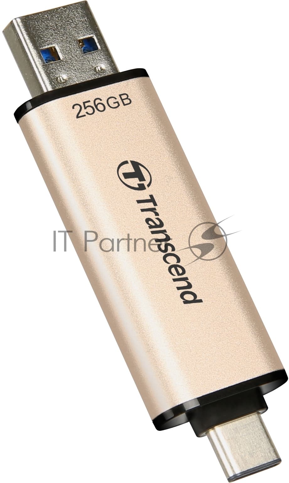 Флешка USB Transcend JETFLASH 930C (TS256GJF930C), 256Mb, USB 3.2 Type-C/Type-A, R/W 420/400, золотистый/черный