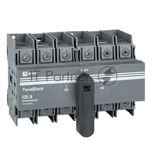 Рубильник EKF TwinBlock 125A 3P реверсивный c рукояткой для прямой установки