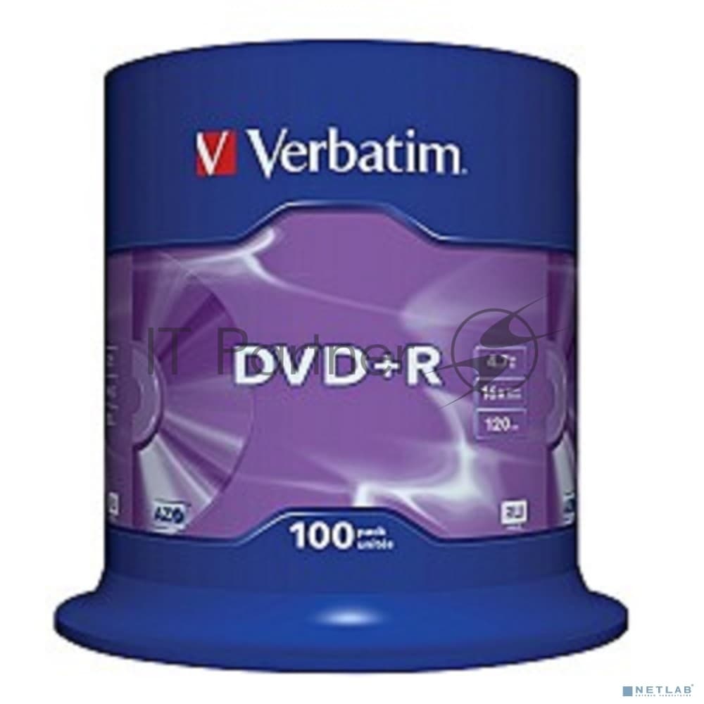 Диск DVD+R Verbatim 4.7Gb 16x Cake Box (100шт)