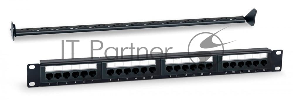 Аксессуары Патч-панель Hyperline WRline WR-PL-24-C5E-D Патч-панель 19" (1U), 24 порта RJ-45, категория 5e, Dual IDC, с задним кабельным организатором, цвет черный