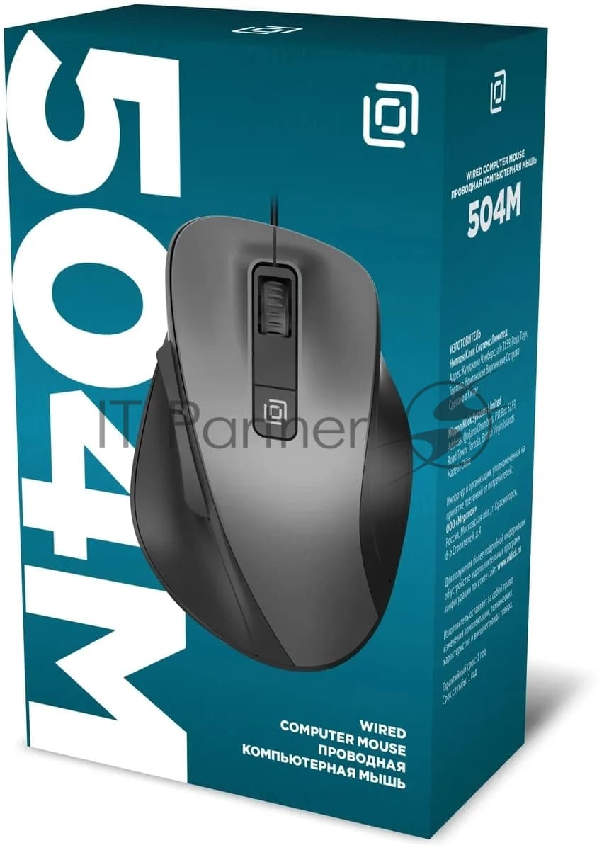 Мышь проводная Oklick 504M черный/серый, 3600 dpi, USB, кнопки - 6