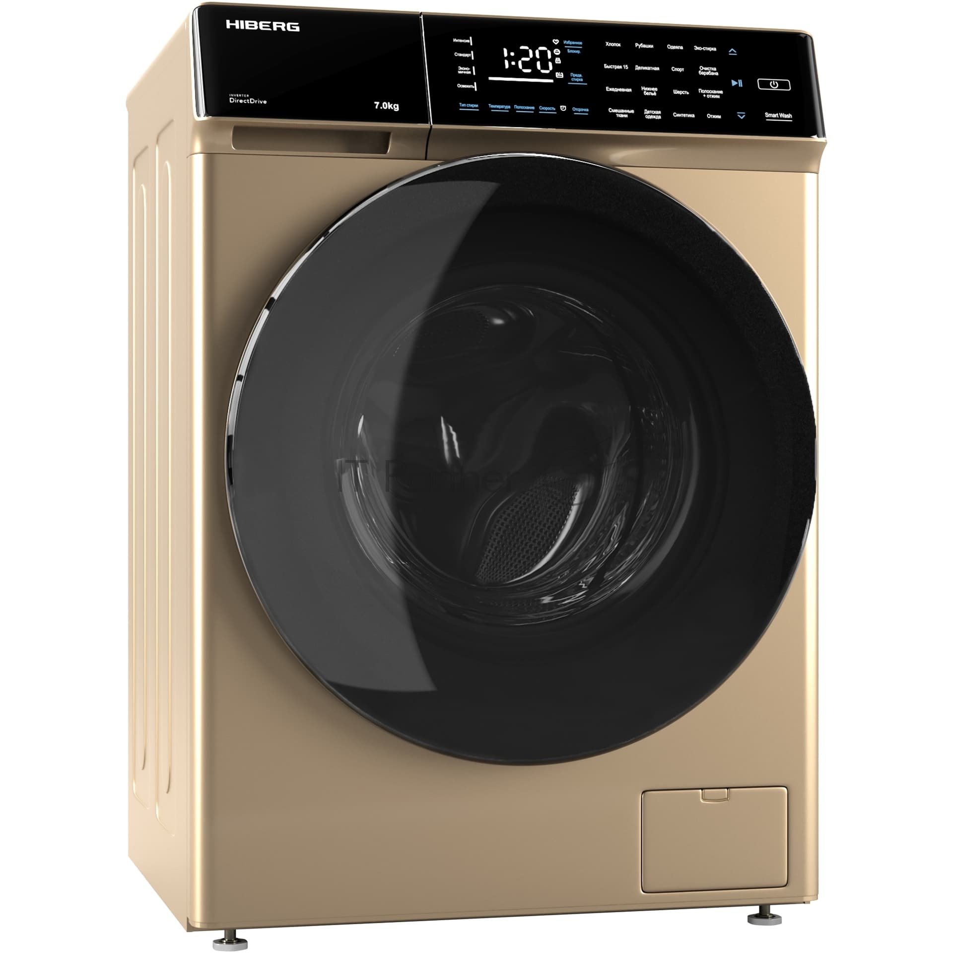 Стиральная машина HIBERG i-DDQ9 - 712 G золотистый, загр. фронтальная макс.: 7 кг 1200 об/мин класс: А+++
