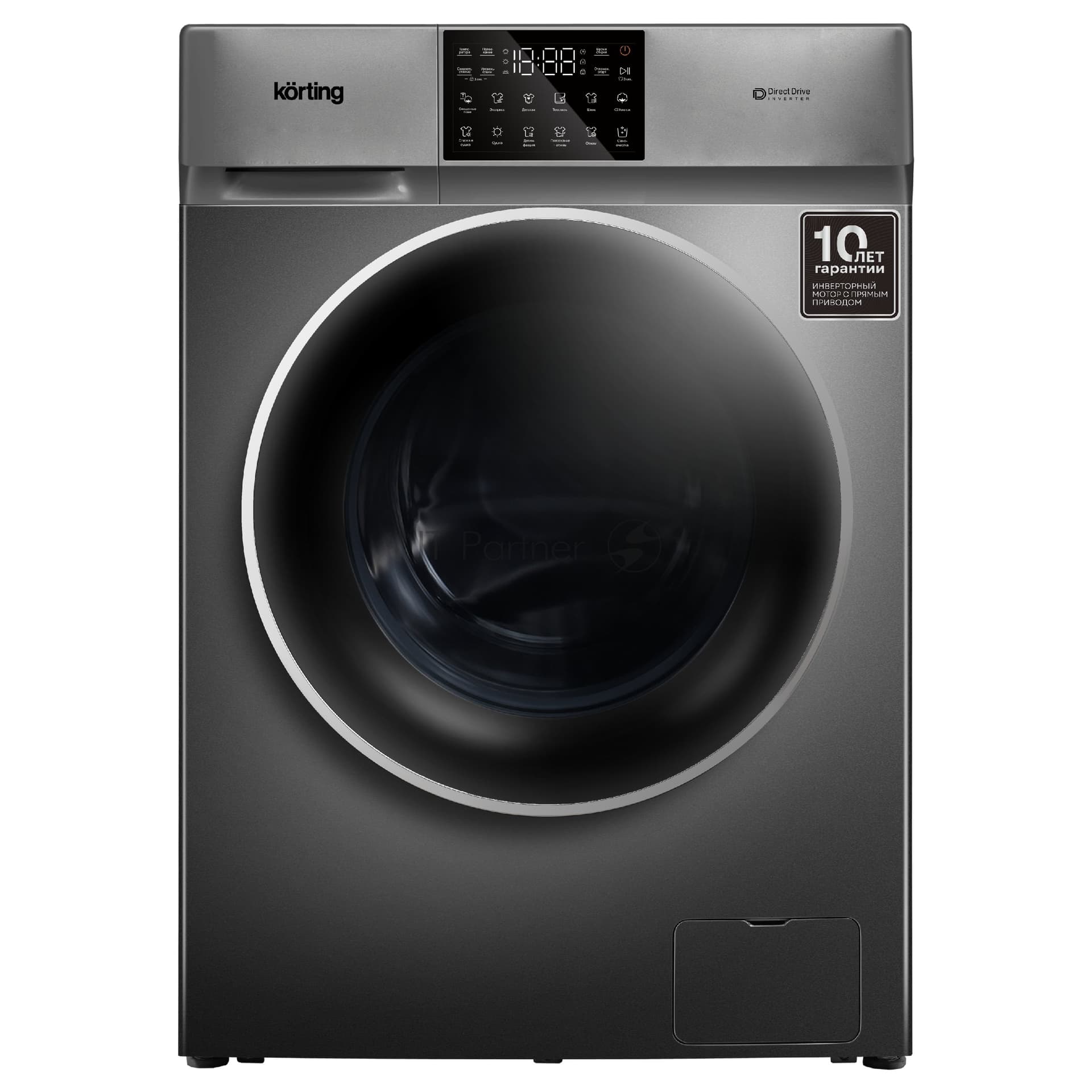 Стиральная машина KORTING KWD 60DV107 Gr серый, загрузка фронтальная 10 кг, 1200 об/мин, класс B