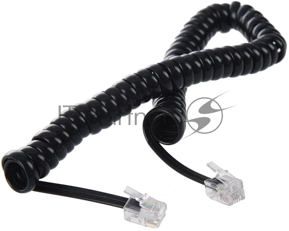 Телефонный шнур витой для трубки Greenconnect 1.0m, RJ9 4P4C (джек) черный, GCR-50963