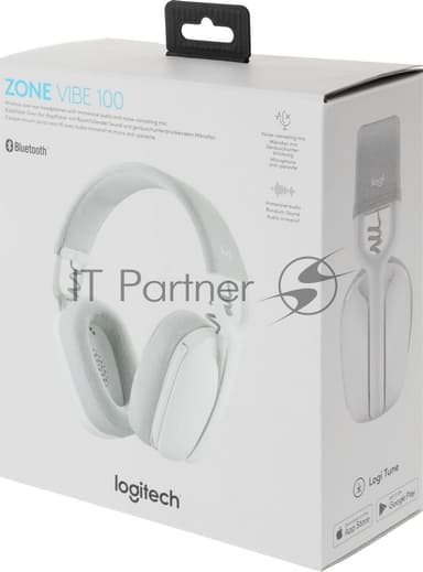 Гарнитура Logitech ZONE Vibe 100 белый, беспроводная, Bluetooth, до 20 ч