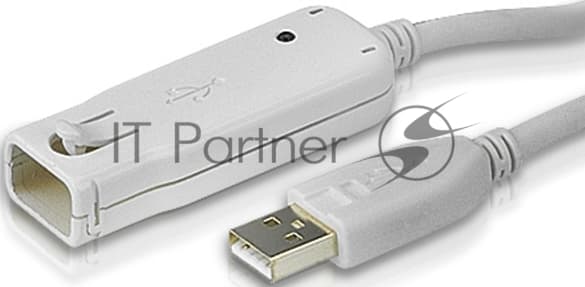 Шнур, USB, A>A, Male-Female, 4 провода, опрессованный, 12 метр., серый, (активныйнаращиваемый до 5штUSB 2.0)/ USB 2.0 1-Port Extension Cable 12m
