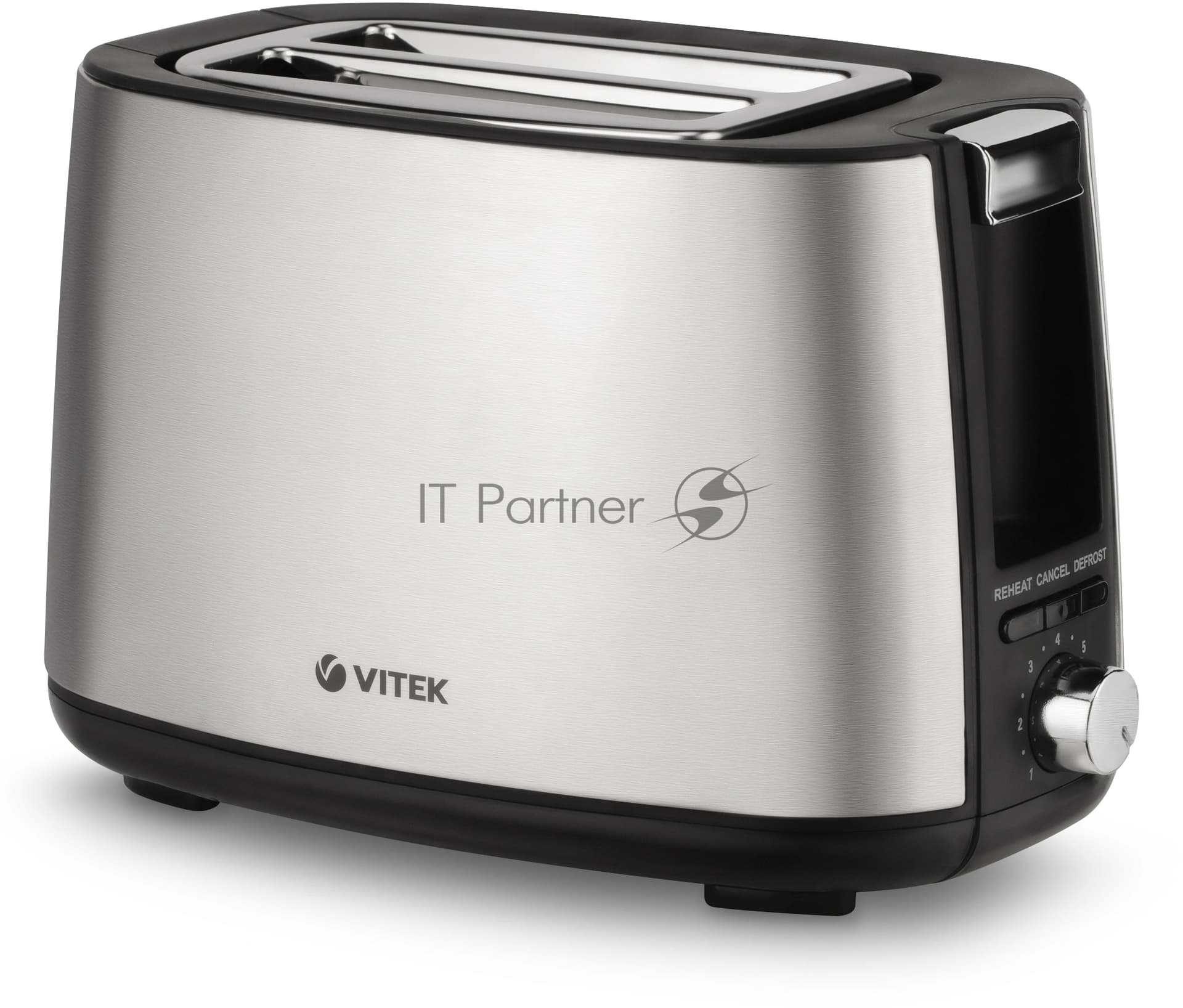Тостер Vitek VT-7156 серебристый/черный, 750 Вт, 2 слота
