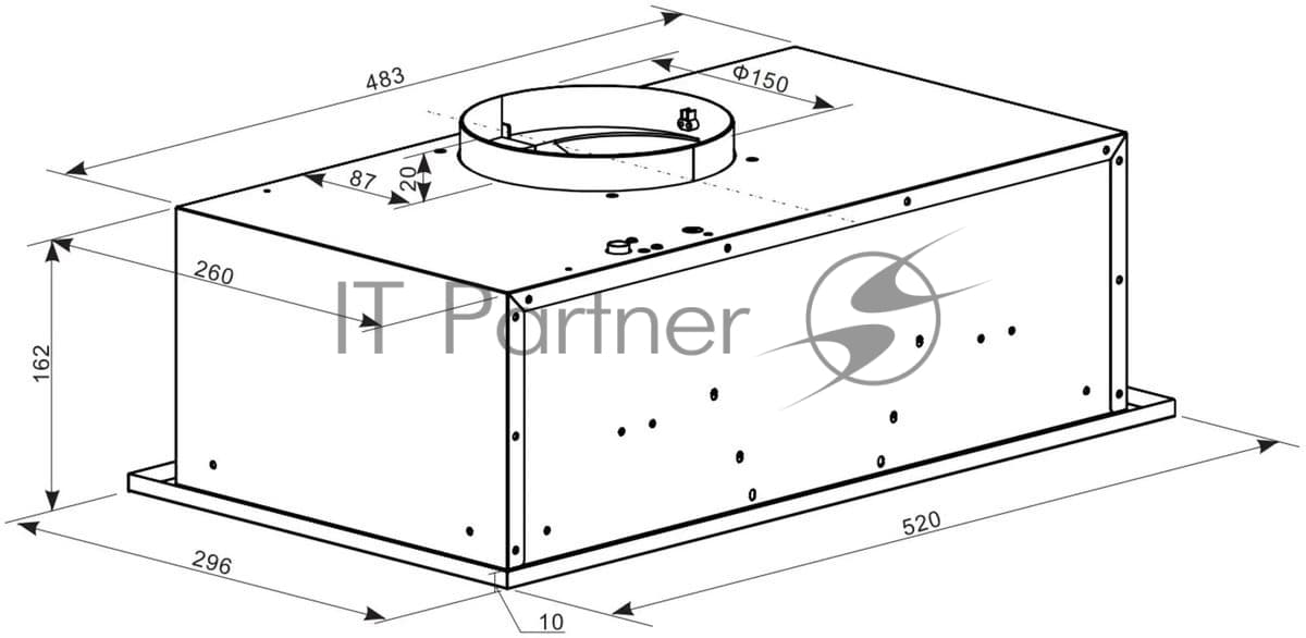 Вытяжка полновстраиваемая Weissgauff Box 600 PB черный, 52 см, 900 куб. м/ч, 53 дБ