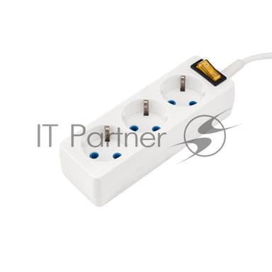 Удлинитель 3 гнезда 3 м, 3х0,75 мм², с/з, с кнопкой PREMIUM белый PROconnect