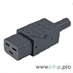 Разъемы для силового кабеля Hyperline CON-IEC320C19 Разъем IEC 60320 C19 220В 16A на кабель, контакты на винтах (плоские контакты внутри разъема), прямой