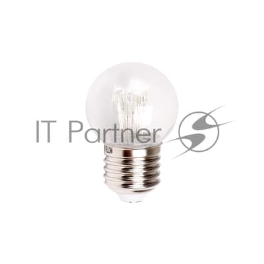 Лампа шар e27 6 LED Ø45мм - белая, прозрачная колба, эффект лампы накаливания