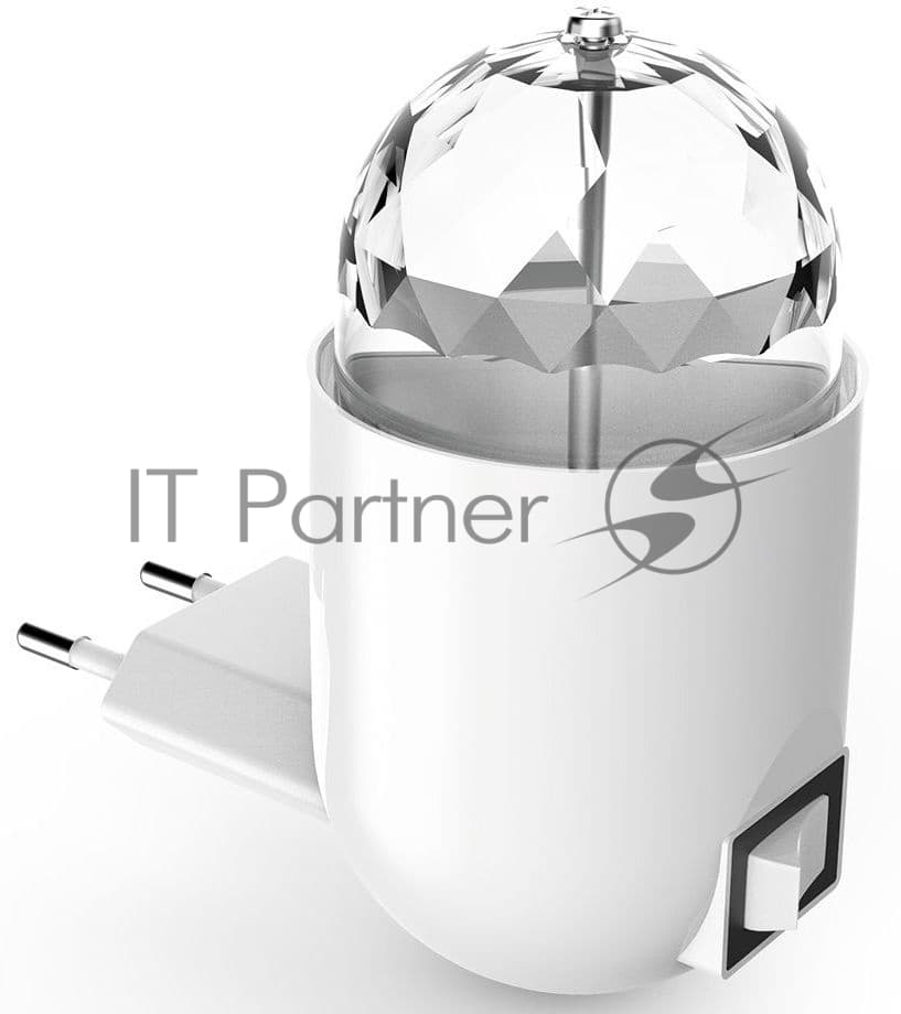 Светильник розеточный 3W 220-240V белый с фиксированной проекцией "диско" LED