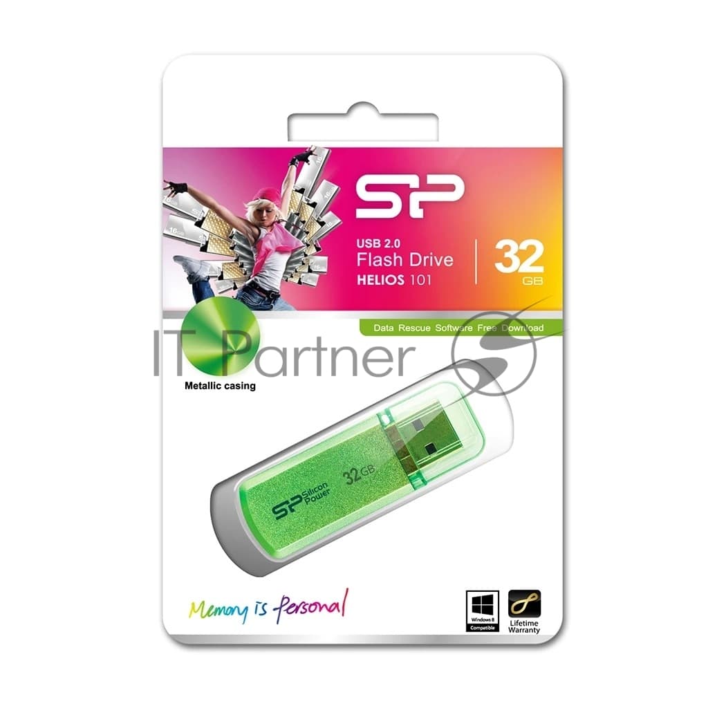 Флешка USB Silicon Power R/W 32Gb Helios 101 SP032Gb,UF2101V1N USB 2.0 зеленый
