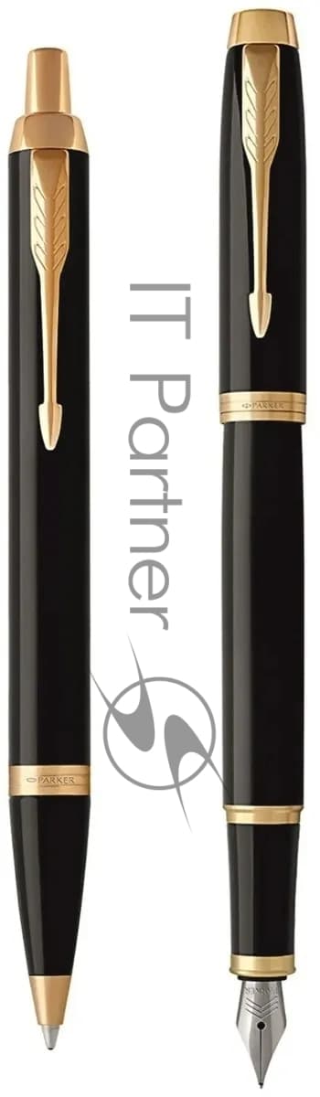 Набор ручек Parker IM Core FK221 CW2093216, Black GT, M, сталь нержавеющая, коробка подарочная, перьевая, ручка шариковая