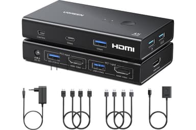 Переключатель UGREEN AK502 45452_ HDMI 2.0 KVM Switch 2 In 1 Out. цвет: черный