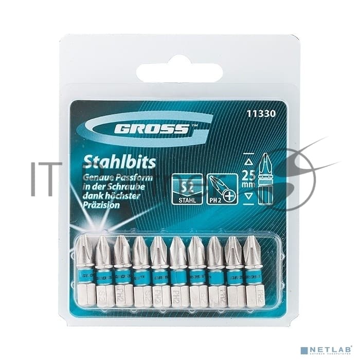 Набор бит Gross 11330 ph2х25 сталь s2 10 шт.